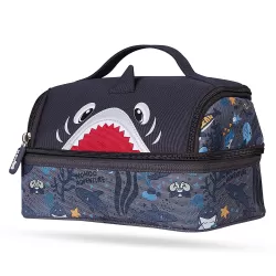 Nohoo Kids 16 Inch School Bag with Lunch Bag, Handbag and Pencil Case (Set of 4) Shark - Grey