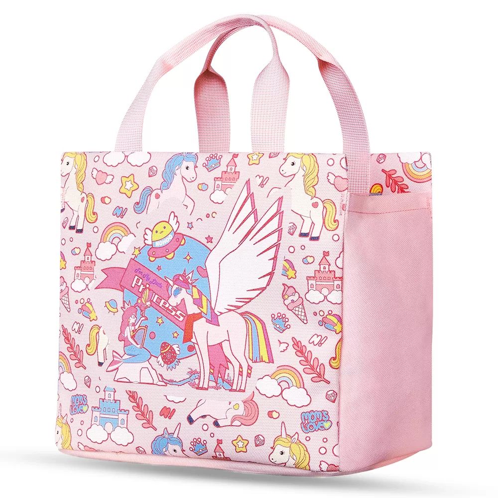 Nohoo Kids 16 Inch School Bag with Lunch Bag, Handbag and Pencil Case (Set of 4) Unicorn - Pink UAE