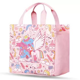 Nohoo Kids 16 Inch School Bag with Lunch Bag, Handbag and Pencil Case (Set of 4) Unicorn - Pink UAE