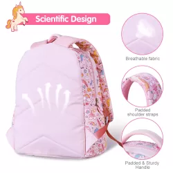 Nohoo Kids 16 Inch School Bag with Lunch Bag, Handbag and Pencil Case (Set of 4) Unicorn - Pink UAE