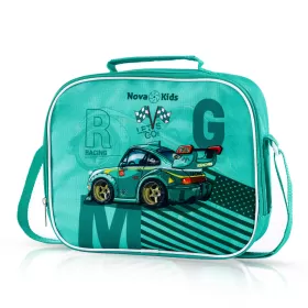 Nova Kids Trolley School Bag Set of 5 - 16 Inch - Car Racing - Green