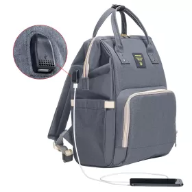 Sunveno Diaper Bag with USB + Diaper Caddy - Grey