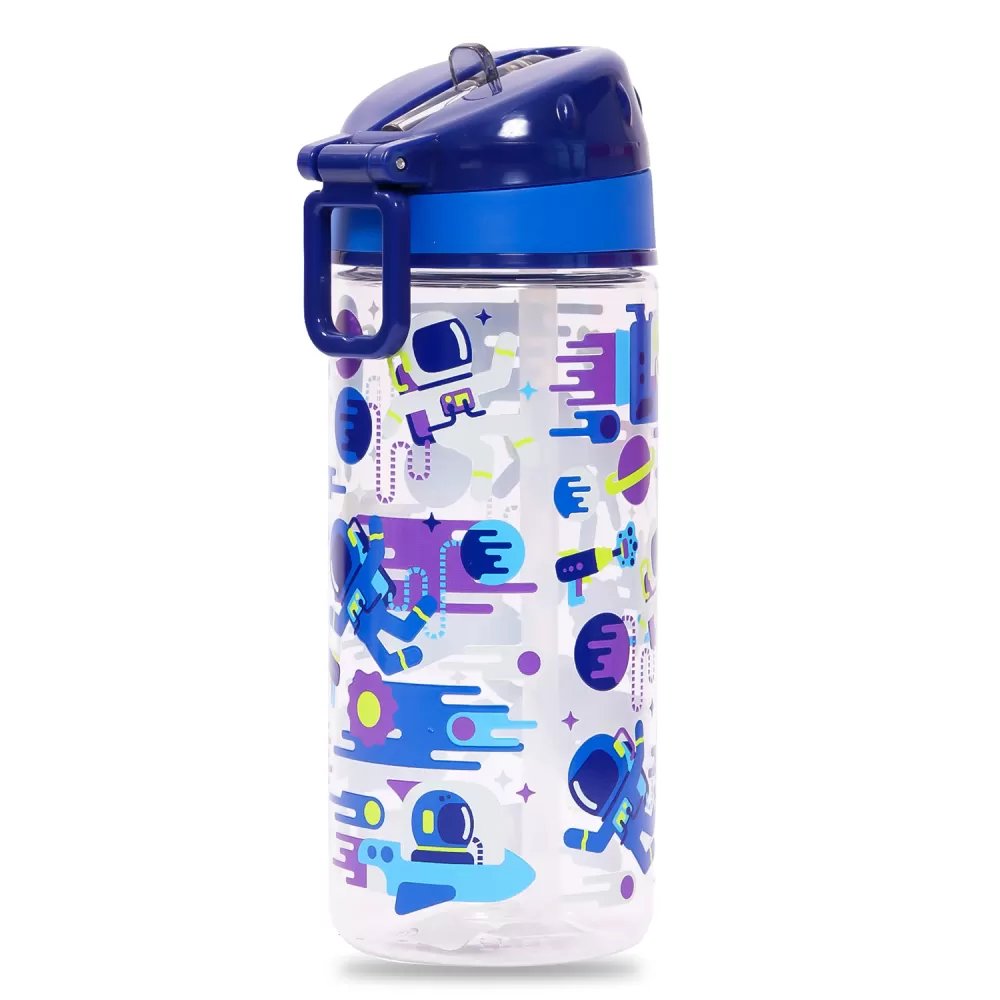 Eazy Kids Lunch Box Set and Tritan Water Bottle w/ Carry handle, Astronauts - Blue, 420ml