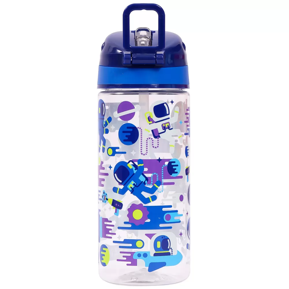 Eazy Kids Lunch Box Set and Tritan Water Bottle w/ Carry handle, Astronauts - Blue, 420ml