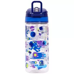 Eazy Kids Lunch Box Set and Tritan Water Bottle w/ Carry handle, Astronauts - Blue, 420ml