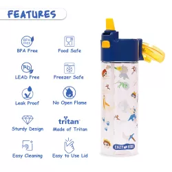 Eazy Kids Lunch Box Set and Tritan Water Bottle w/ Snack Box, T-Rex- Blue, 450ml