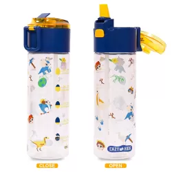 Eazy Kids Lunch Box Set and Tritan Water Bottle w/ Snack Box, T-Rex- Blue, 450ml