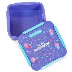 Eazy Kids Lunch Box Set and Tritan Water Bottle w/ Snack Box, Mermaid - Purple, 450ml