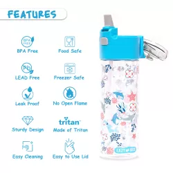 Eazy Kids Lunch Box Set and Tritan Water Bottle w/ Snack Box, Shark - Blue, 450ml