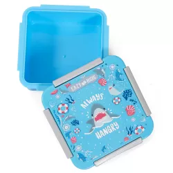 Eazy Kids Lunch Box Set and Tritan Water Bottle w/ Snack Box, Shark - Blue, 450ml