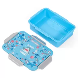 Eazy Kids Lunch Box Set and Tritan Water Bottle w/ Snack Box, Shark - Blue, 450ml