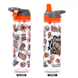 Eazy Kids Lunch Box Set and Tritan Water Bottle w/ Spray, Gen Z - Grey, 750ml