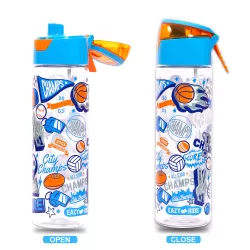 Eazy Kids Lunch Box Set and Tritan Water Bottle w/ Spray, Soccer - Blue, 750ml