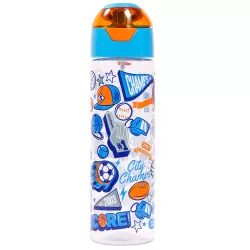 Eazy Kids Lunch Box Set and Tritan Water Bottle w/ Spray, Soccer - Blue, 750ml