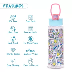 Eazy Kids Lunch Box Set and Tritan Water Bottle w/ Flip Lid, Gen Z Skater - Blue, 750ml