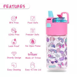 Eazy Kids Lunch Box Set and Tritan Water Bottle w/ Snack Box, Gen Z - Pink, 450ml