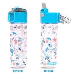 Eazy Kids Lunch Box and Tritan Water Bottle w/ Snack Box, Shark - Blue, 450ml