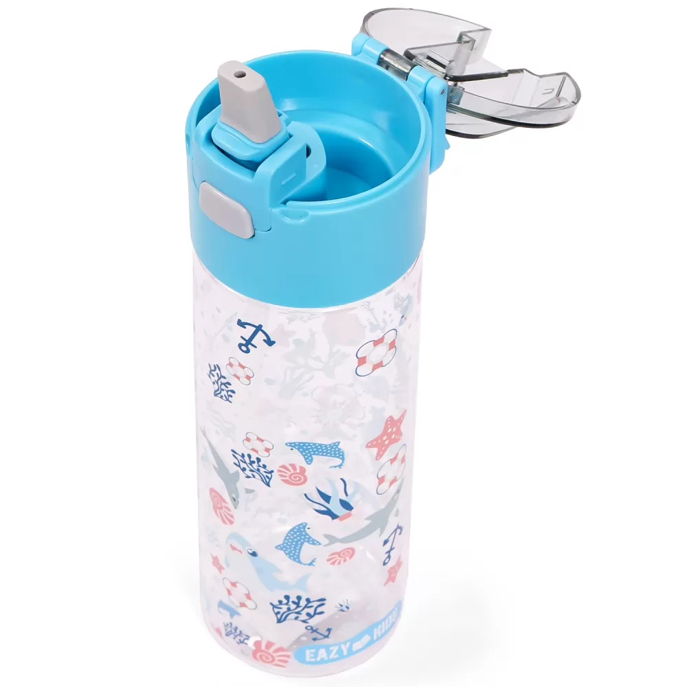 Eazy Kids Lunch Box and Tritan Water Bottle w/ Snack Box, Shark - Blue, 450ml