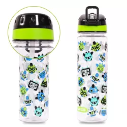 Eazy Kids Lunch Box and Tritan Water Bottle w/ Carry handle, Gen Z - Black, 650ml