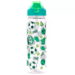 Eazy Kids Lunch Box Set and Tritan Water Bottle w/ 2in1 drinking, Flip lid and Sipper, Soccer - Green, 650ml