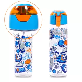 Eazy Kids Lunch Box and Tritan Water Bottle w/ Spray, Soccer - Blue, 750ml