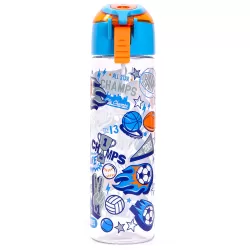 Eazy Kids Lunch Box and Tritan Water Bottle w/ Spray, Soccer - Blue, 750ml