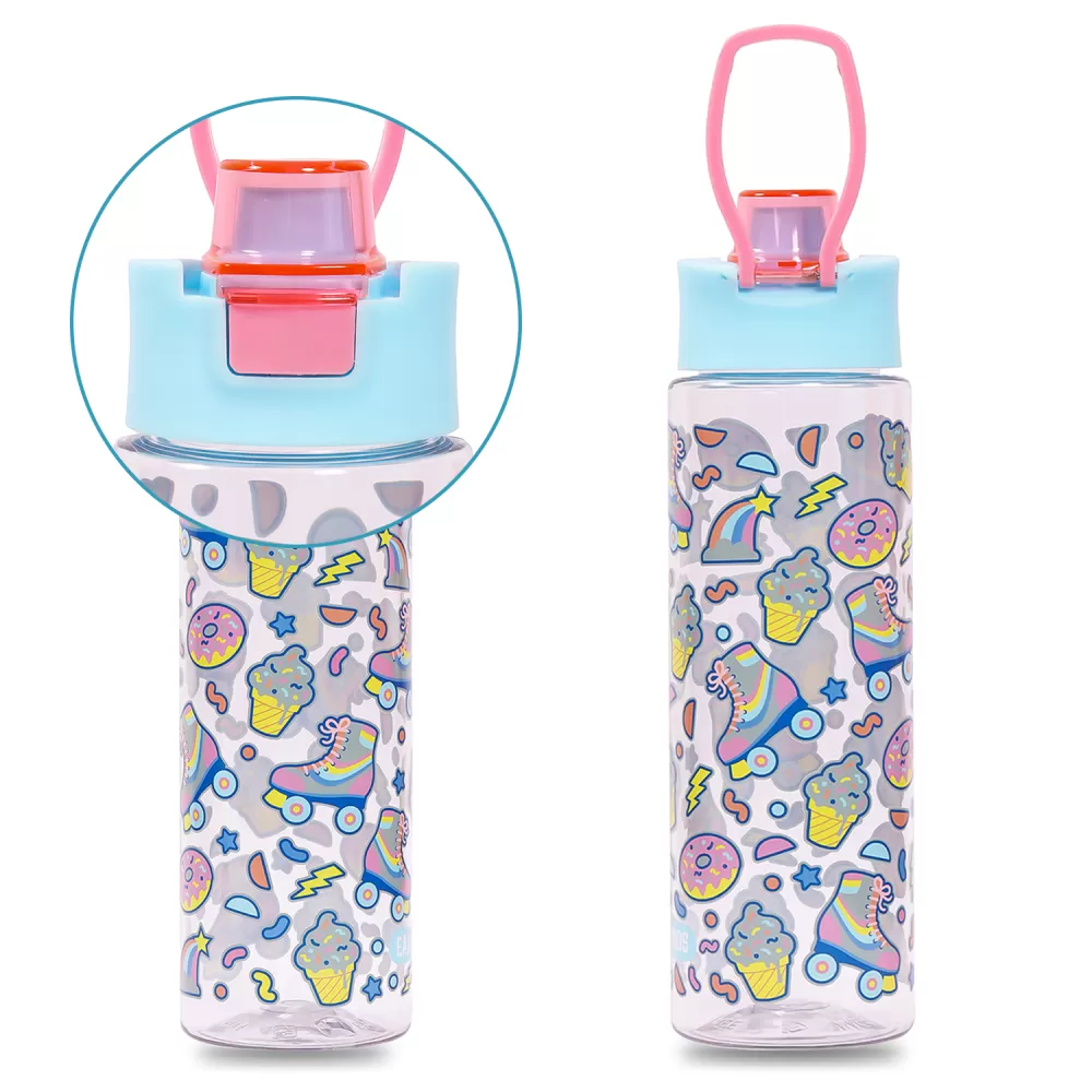 Eazy Kids Lunch Box and Tritan Water Bottle w/ Flip Lid, Gen Z Skater - Blue, 750ml