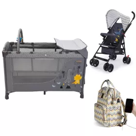 Little Story Playard with Stroller & Diaper Bag Set