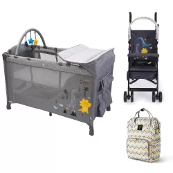 Little Story Playard with Stroller & Diaper Bag Set