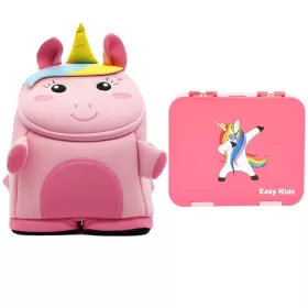 Nohoo Unicorn 3D Bag + Bento Lunch Box-Pink