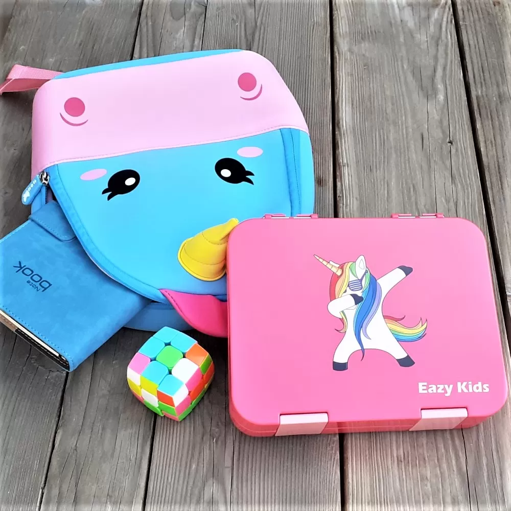 Nohoo Unicorn Bag + Bento Lunch Box-Pink