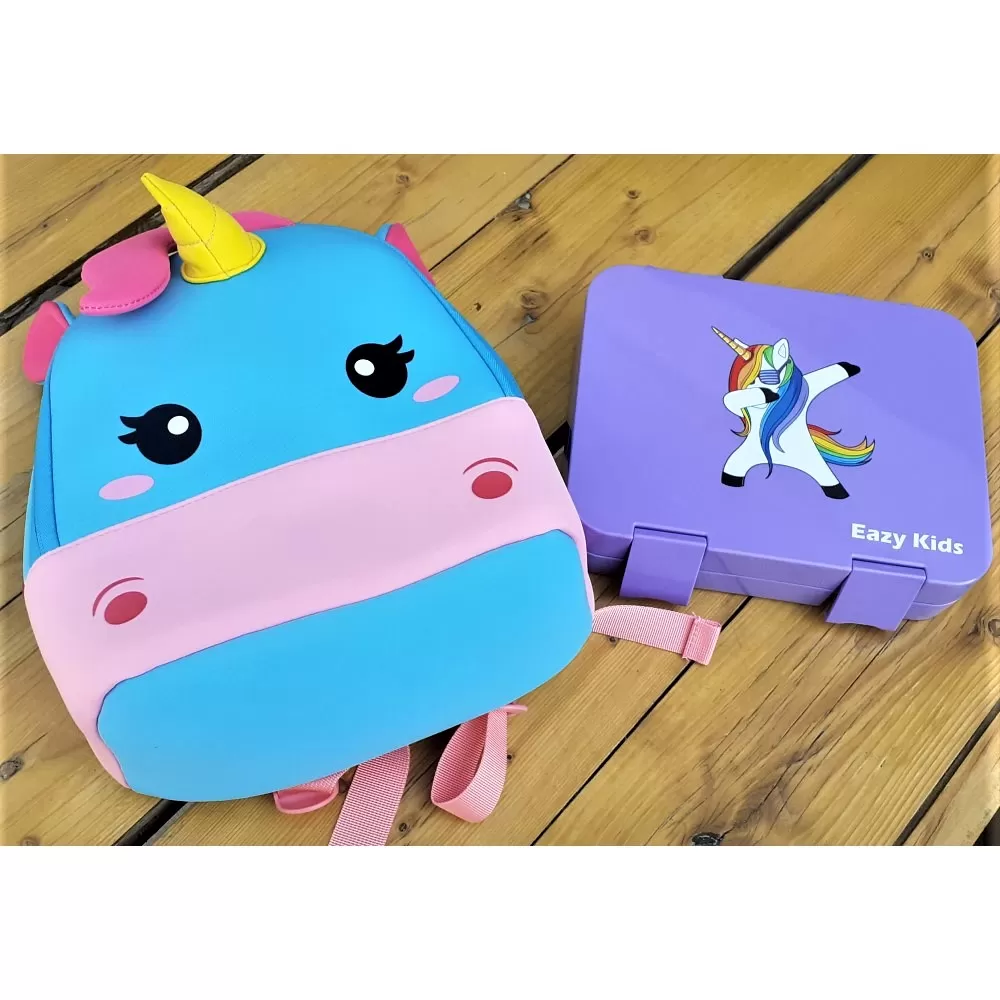 Nohoo Unicorn Bag + Bento Lunch Box-Purple