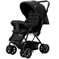 Teknum Reversible Look at Me Stroller with Diaper Bag & Hooks & Changing Pad - Black