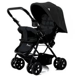 Teknum Reversible Look at Me Stroller with Diaper Bag & Hooks & Changing Pad - Black