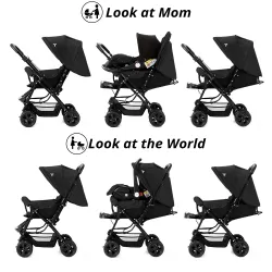 Teknum Reversible Look at Me Stroller with Diaper Bag & Hooks & Changing Pad - Black