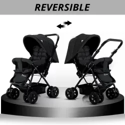 Teknum Reversible Look at Me Stroller with Diaper Bag & Hooks & Changing Pad - Black