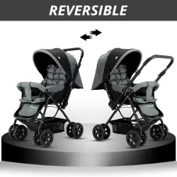 Teknum Reversible Look at Me Stroller with Diaper Bag & Hooks & Changing Pad - Grey