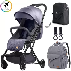 Teknum Grey Travel Lite Stroller + Alameda Diaper Backpack - Large - Grey with Hooks