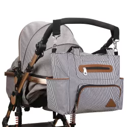 Teknum 3 in 1 Story Pram Stroller and Diaper Bag Bundle - Black