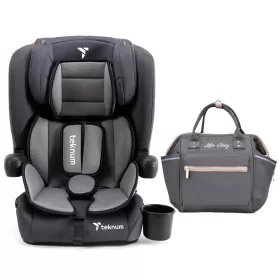 Teknum Pack and Go Foldable Car Seat w/ Ace Ivory Diaper Bag -Black