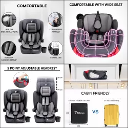 Teknum Pack and Go Foldable Car Seat w/ Ace Ivory Diaper Bag -Black