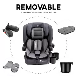 Teknum Pack and Go Foldable Car Seat w/ Ace Ivory Diaper Bag -Black