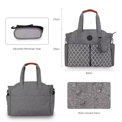 Teknum Reversible Look at Me Stroller - Black+ Little Story Signature Diaper Bag - Grey