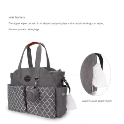 Teknum Reversible Look at Me Stroller - Black+ Little Story Signature Diaper Bag - Grey