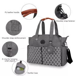 Teknum Reversible Look at Me Stroller - Black+ Little Story Signature Diaper Bag - Grey