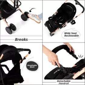 Teknum Reversible Trip Stroller w/ Ace Diaper Bag - Black
