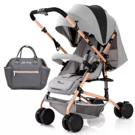 Teknum Reversible Trip Stroller w/ Ace Diaper Bag - Grey