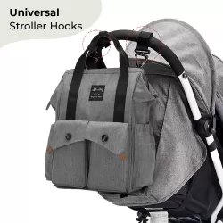 Teknum Double Stroller + Diaper Bag Combo - Dark Grey