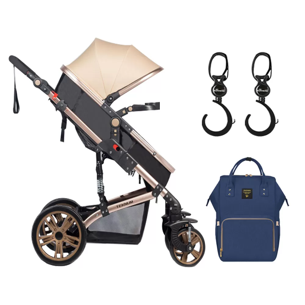 Teknum 3 in 1 stroller Story-Khaki, SUNVENO Diaper Bag &amp;Hooks