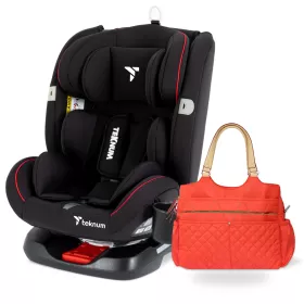 Teknum Evolve 360 Car Seat (0-12yrs) with Sunveno Fashion Diaper Bag -Black